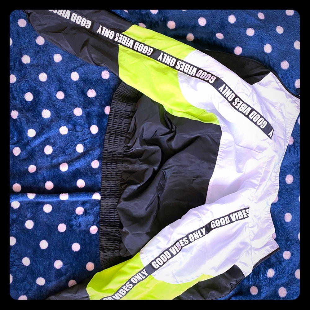 A nice cropped neon green jacket.